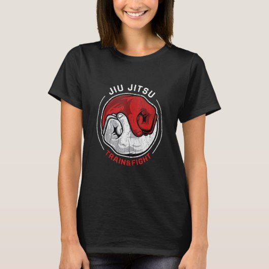 T-shirt M Ial Jiu Jitsu Retro Train Fist Yin Yang (Devant)
