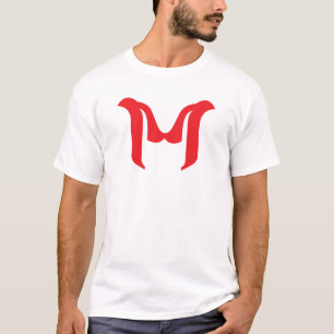 T-shirt M majuscule rouge géométrique gras stylisé