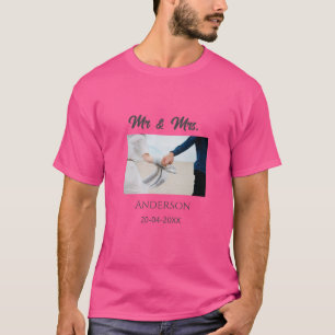 T-shirt M & Mme ajoutent le nom de famille date année cade