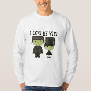 T-shirt M. & Mme Franken Couple J'adore My Wife Halloween