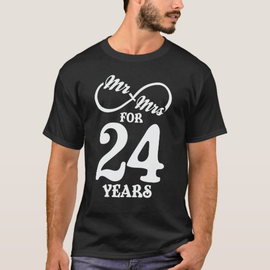 T-shirt M. & Mme Pour 24 Anniversaire du 24e Mariage (Devant)