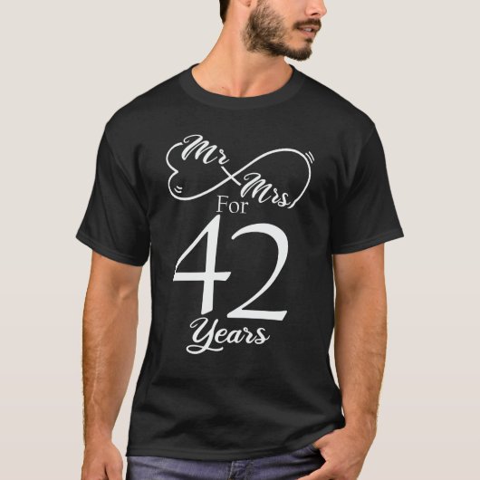 T-shirt M. & Mme Pour 42 Anniversaire du 42e Mariage (Devant)