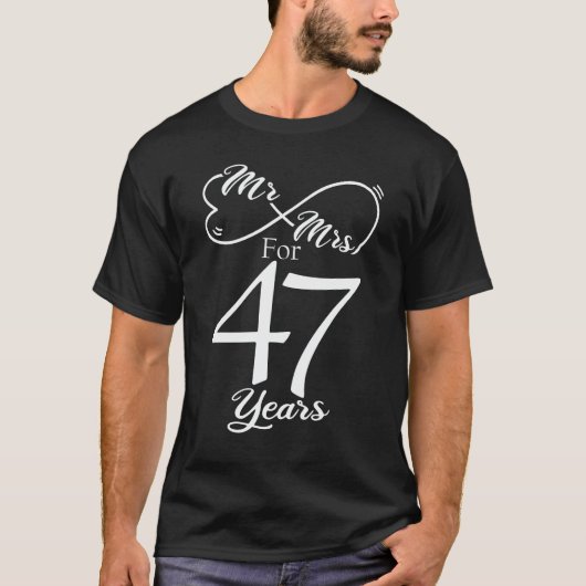 T-shirt M. & Mme Pour 47 Anniversaire du 47e Mariage (Devant)