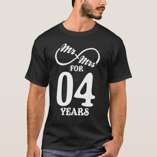 T-shirt M. & Mme Pour 4 ans 4e anniversaire de Mariage (Devant)