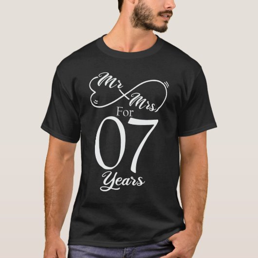 T-shirt M. & Mme Pour 7 ans 7e anniversaire de Mariage (Devant)