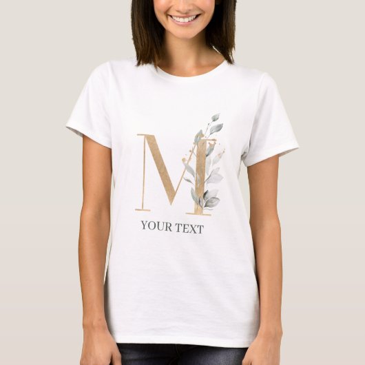 T-shirt M Monogramme Floral Personnalisé (Devant)