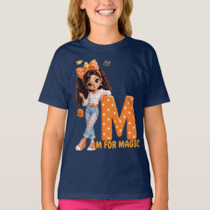 T-shirt M pour fille magique - Lettre M Orange pois