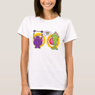 T-shirt M. Purple & Miss Green Cute Caractère de dessin an