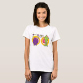 T-shirt M. Purple & Miss Green Cute Caractère de dessin an (Devant entier)