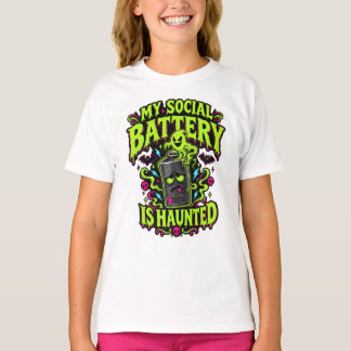 T-shirt Ma Batterie Sociale est Hantée – Hal Drôle Introve