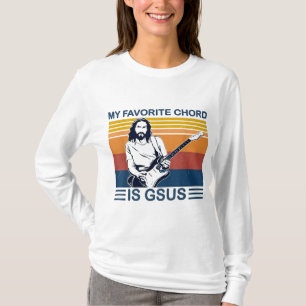T-shirt Ma Chord Favorite Est Gsus Jesus Jouer Guitare Rét