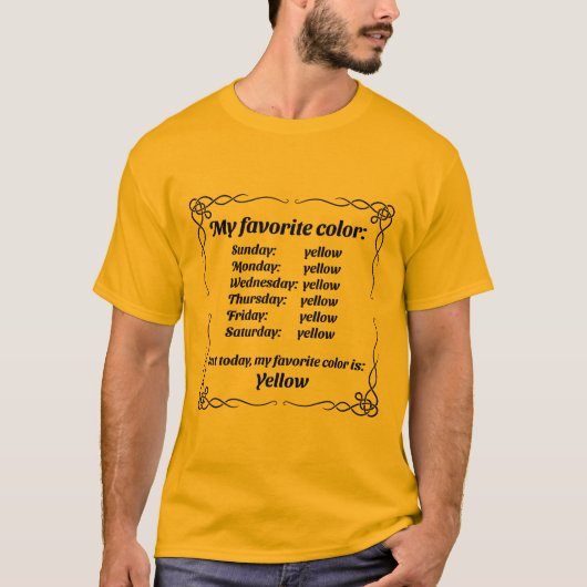T-shirt Ma couleur préférée est le jaune (Devant)