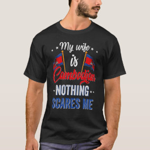 T-shirt Ma femme est le drapeau cambodgien des racines du