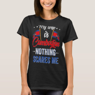 T-shirt Ma femme est le drapeau cambodgien des racines du