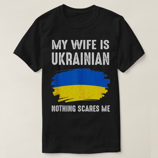 T-shirt Ma femme est Ukrainienne Ukraine Fierté Drapeau Hé (Design devant)