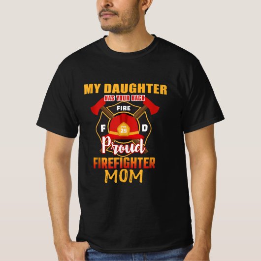 T-shirt Ma fille a ton dos Fier pompier Maman (Devant)