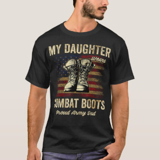T-shirt Ma fille porte des bottes de combat Fier papa de l