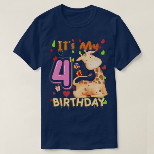 T-shirt Ma Giraffe 4 Ans 4 Ans Pour Les Filles Enfants (Design devant)