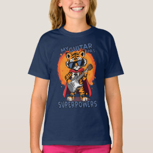 T-shirt Ma guitare a des superpouvoirs Tigre Super-héros R