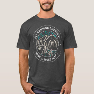 T-shirt Ma liste de camping Vin plus de vin cadeau