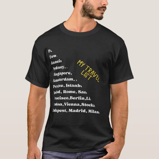 T-shirt Ma liste de voyage (Devant)