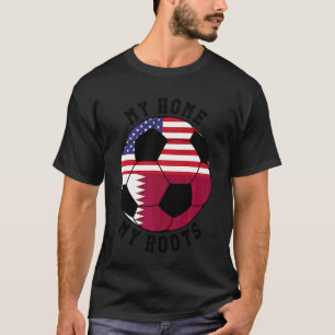 T-shirt Ma maison Mes racines Qatar Drapeau Football
