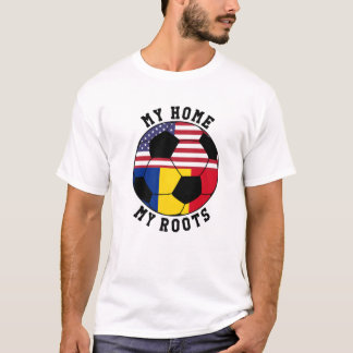 T-shirt Ma maison Mes racines Roumanie Drapeau Football