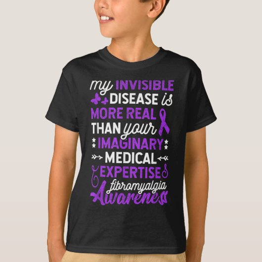 T-shirt Ma Maladie Invisible Est Plus Réelle, Fibromyalgie (Devant)