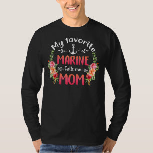 T-shirt Ma Marine préférée M'Appelle Maman Fleur Militaire