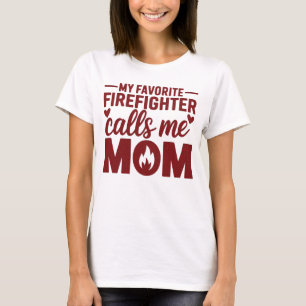 T-shirt Ma pompier préféré m'appelle maman blanc