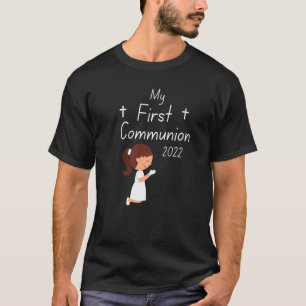 T-shirt Ma première communion 2022 Enfants filles Croix Ca