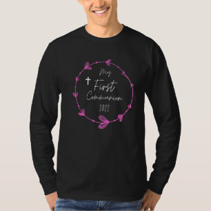 T-shirt Ma première communion 2022 Enfants filles Croix Ca