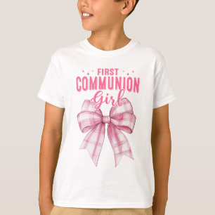 T-shirt Ma première communion Filles Coquette Rose Bow Chr