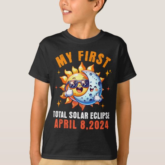 T-shirt Ma première éclipse solaire totale 8 avril Enfant  (Devant)