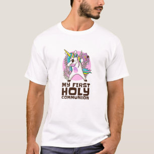 T-shirt Ma première sainte communion, Dabbing licorn