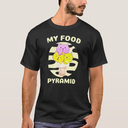 T-shirt Ma pyramide alimentaire Chat Cône de glace Kitty C (Devant)