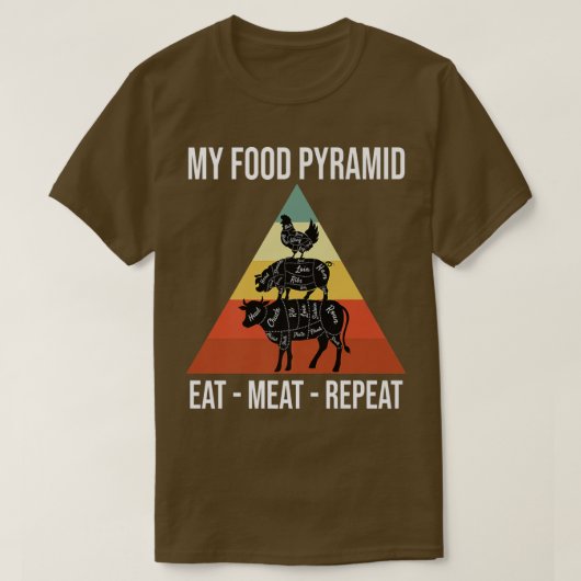 T-shirt Ma pyramide alimentaire Manger de la viande Répéte (Design devant)