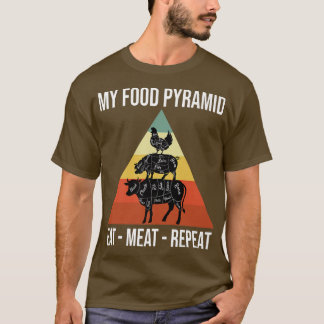 T-shirt Ma pyramide alimentaire Manger de la viande Répéte