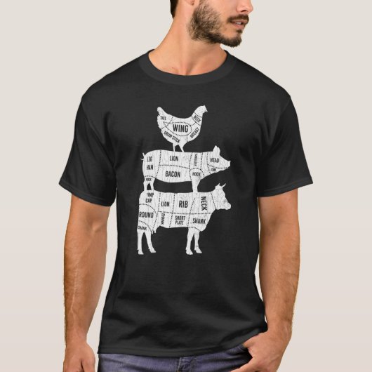 T-shirt Ma pyramide alimentaire Vache mignonne Graphique a (Devant)