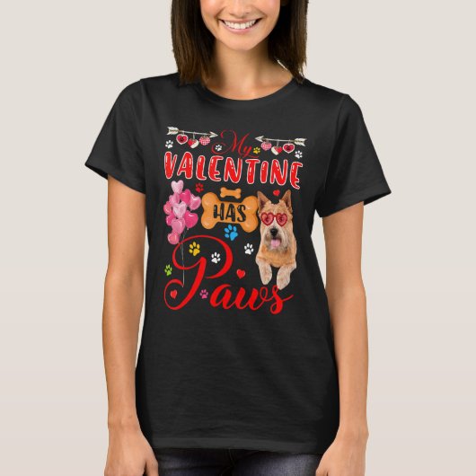 T-shirt Ma Saint Valentin A Des Paws Cute Norwich Terrier  (Devant)