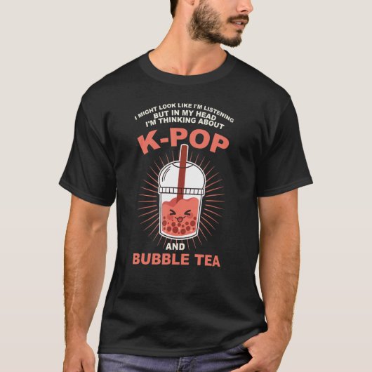 T-shirt ma tête je pense à k-pop et bubble tea Kp (Devant)