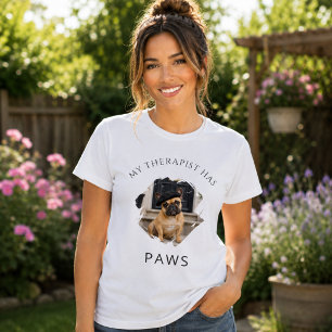 T-shirt Ma thérapeute a des pattes photo de bouledogue fra