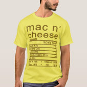 T-shirt mac et fromage étiquette de la valeur nutritive (Devant)