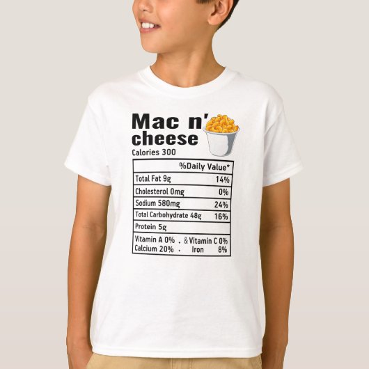 T-shirt Mac n Fromage Faits nutritionnels Thanksgiving (Devant)