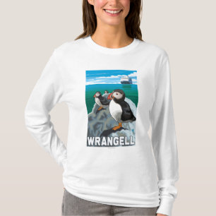 T-shirt Macareux et bateau de croisière - Wrangell, Alaska