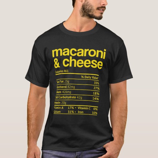 T-shirt Macaroni and Cheese Nutrition Fact Thanksgiving Ma (Devant)