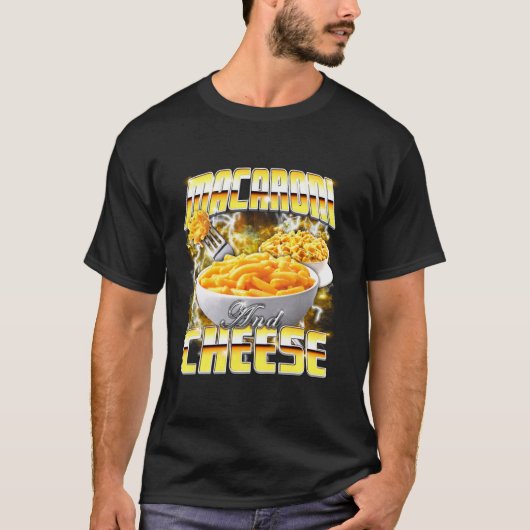 T-shirt Macaroni et fromage Mème Bootleg Rap Style 90s Vin (Devant)