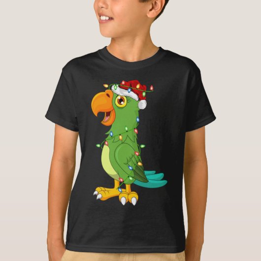 T-shirt Macaw Oiseau Amant Noël Santa Hat Macaw Noël (Devant)