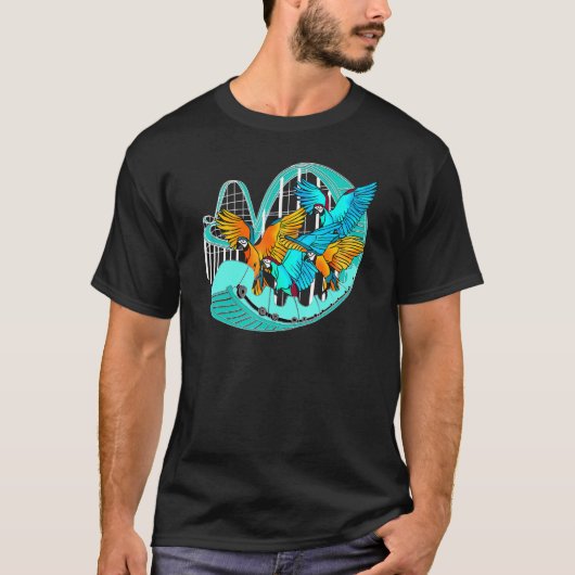 T-shirt Macaw Parrot Birds Riding Roller Dessous de verre  (Devant)