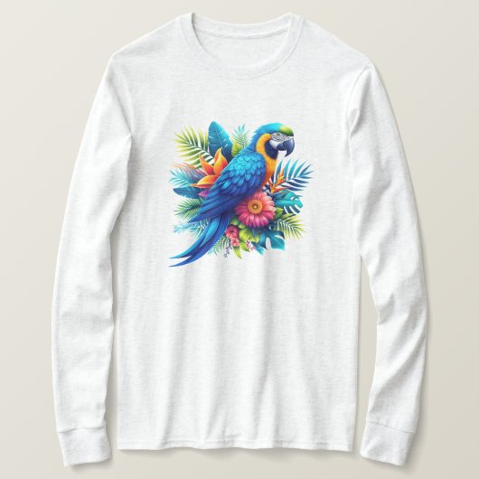 T-shirt Macaw tropicale bleue et colorée (Design devant)